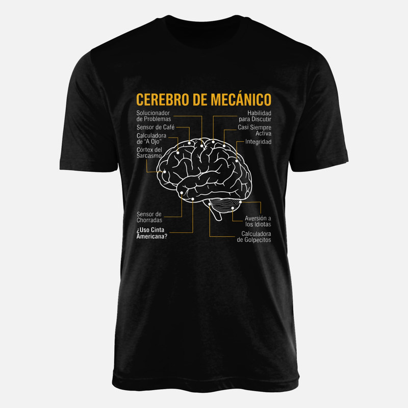 Camisetas: Cerebro de mec&aacute;nico con sensor de caf&eacute;