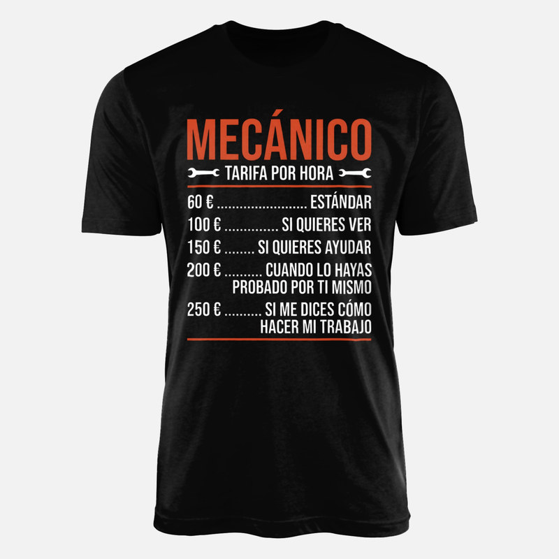 Camisetas: Mec&aacute;nico tarifa por hora con llaves
