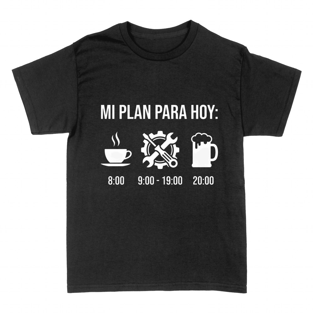 Camisetas: Mi plan para hoy mec&aacute;nico caf&eacute; y cerveza