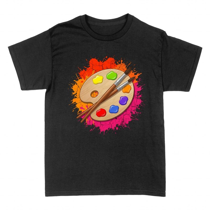 Camisetas: Paleta de pintor con pinceles y salpicaduras