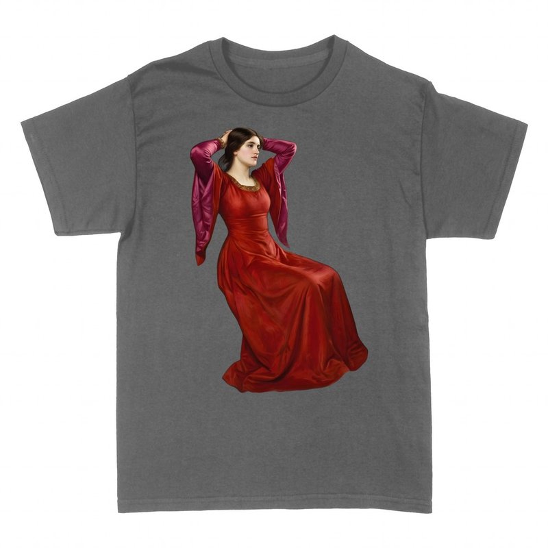 Camisetas: Dama del vestido rojo prerrafaelita