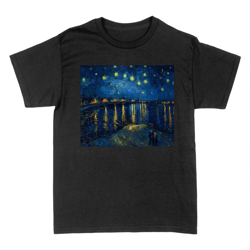 Camisetas: Van Gogh noche estrellada del R&oacute;dano
