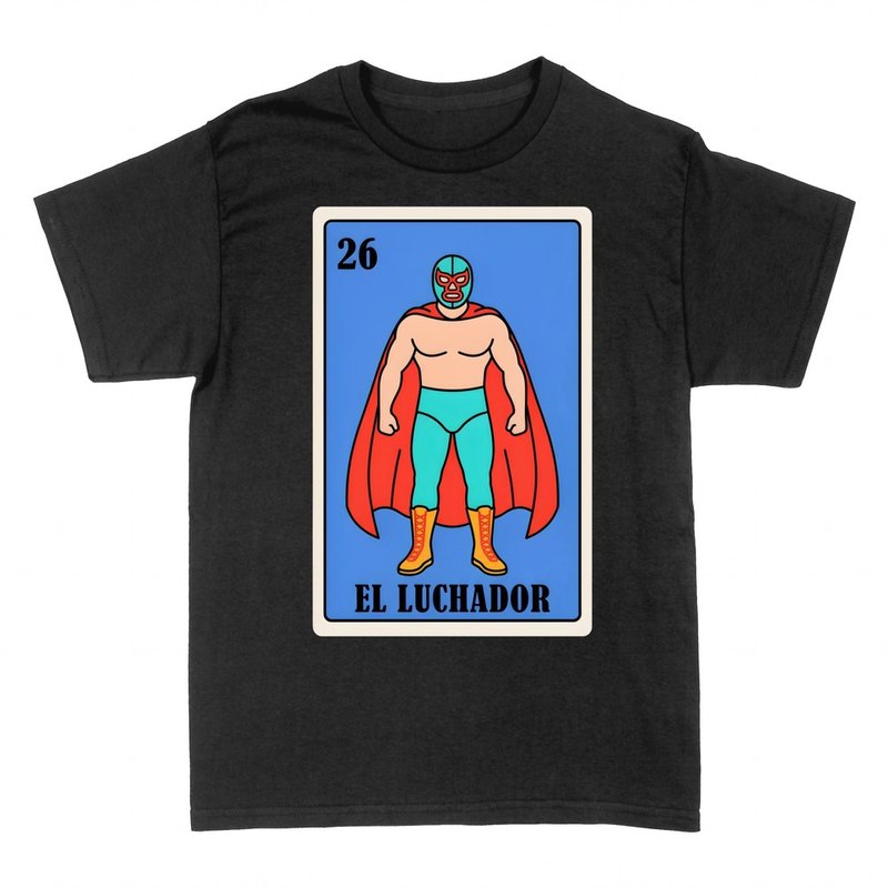 Camisetas: El Luchador, carta de loter&iacute;a mexicana