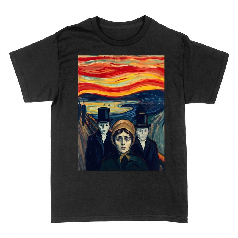 Camisetas: Angustia expresionista con cielo rojo