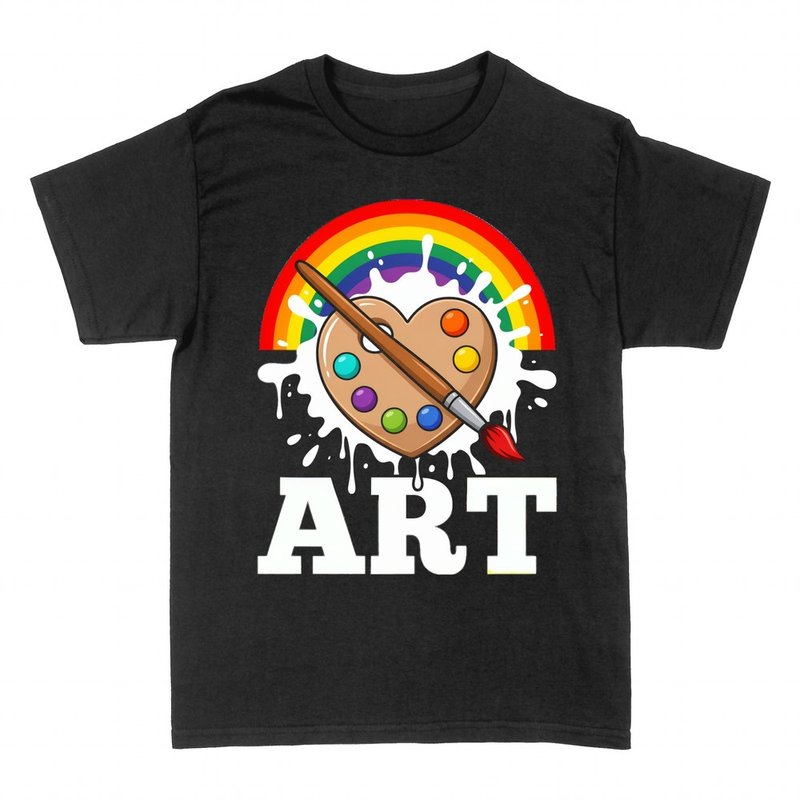 Camisetas: Paleta coraz&oacute;n, pincel y la palabra ART