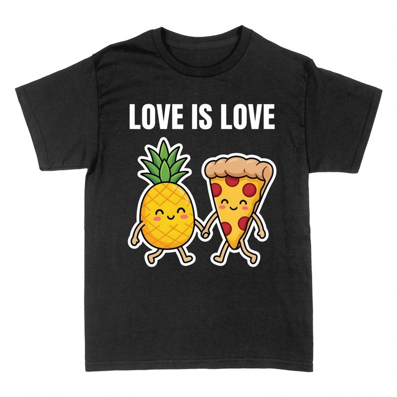 Camisetas: Pi&ntilde;a y pizza enamoradas 