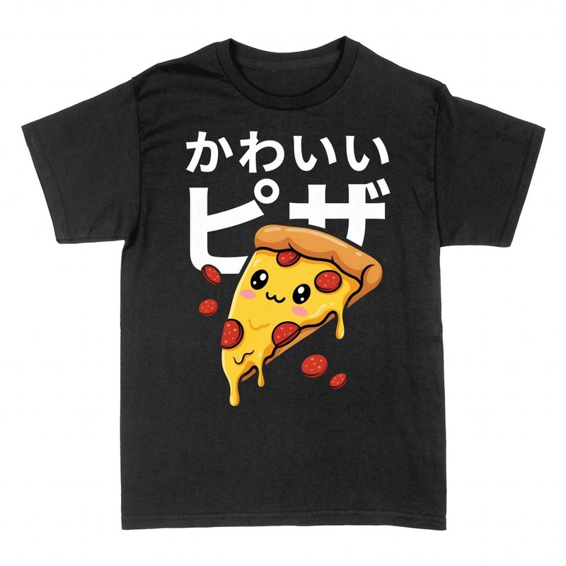 Camisetas: Porci&oacute;n de pizza kawaii sonriente