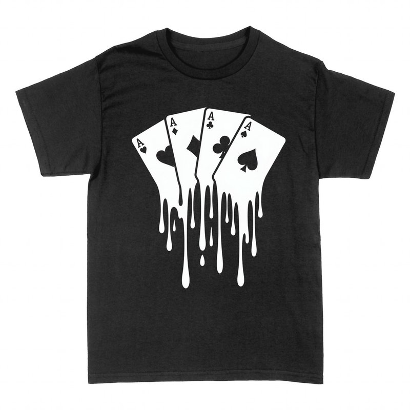 Camisetas: P&oacute;ker de cuatro ases con tinta goteante