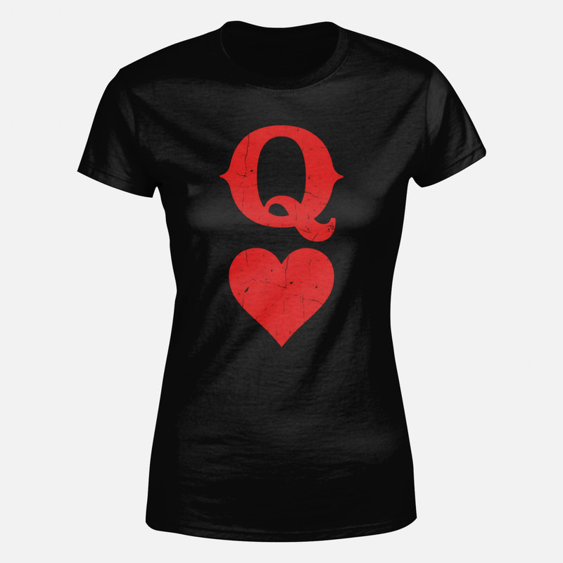 Camisetas: Reina de corazones, Q y coraz&oacute;n de p&oacute;ker