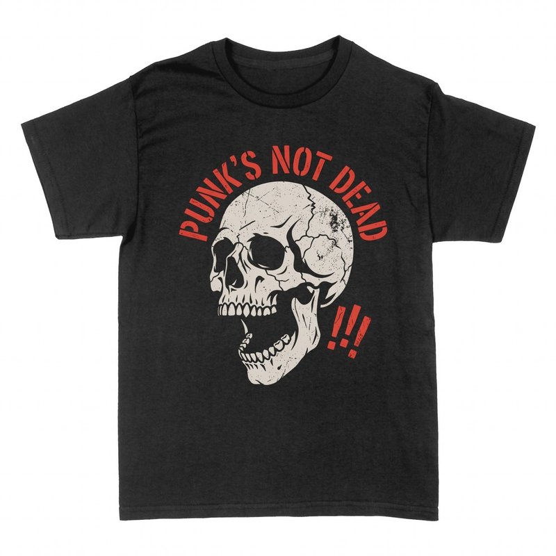 Camisetas: Calavera punk gritando &laquo;Punk's Not Dead&raquo;