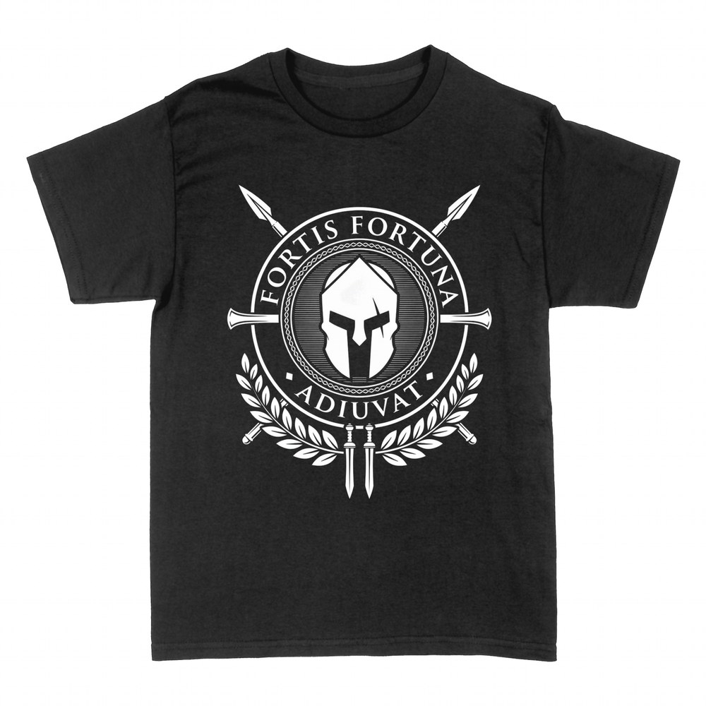 Camisetas: Casco espartano y lema Fortis Fortuna Adiuvat
