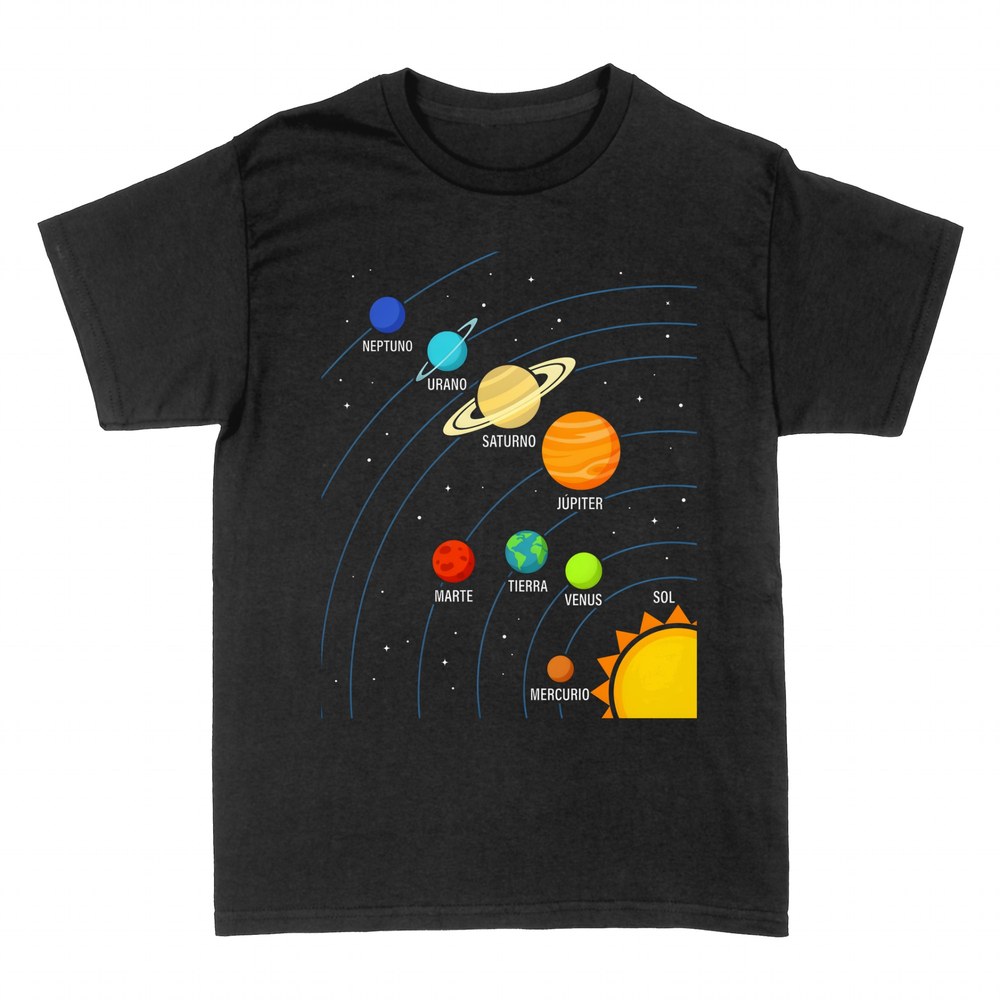 Camisetas: Sistema solar con planetas y &oacute;rbitas
