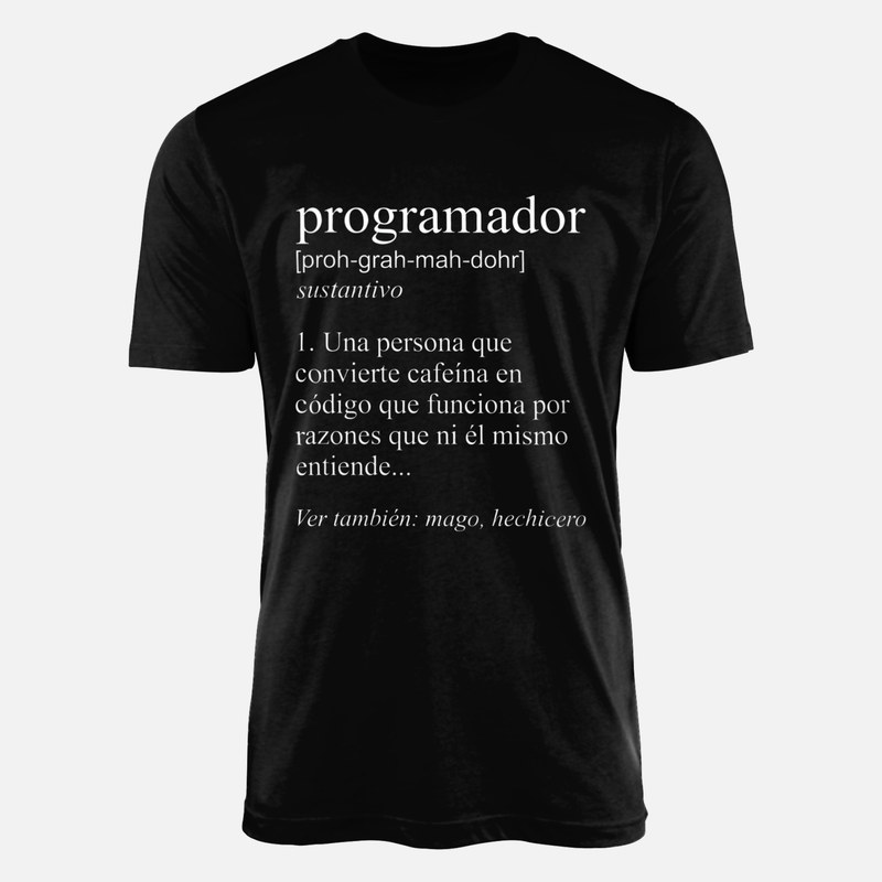 Camisetas: Definici&oacute;n de programador, cafe&iacute;na en c&oacute;digo