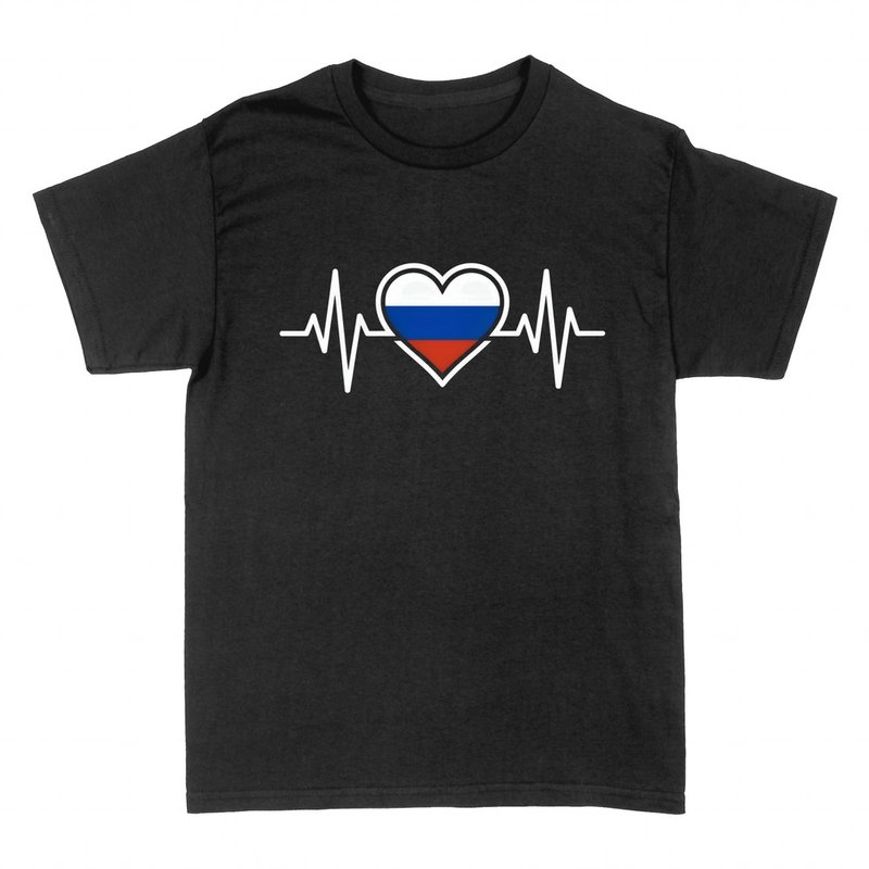 Camisetas: Coraz&oacute;n Bandera de Rusia con Latido