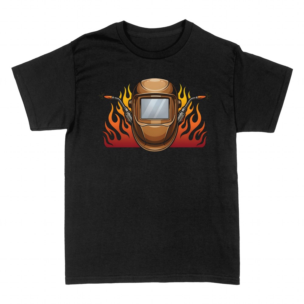 Camisetas: Careta de Soldar y Antorchas MIG en Llamas