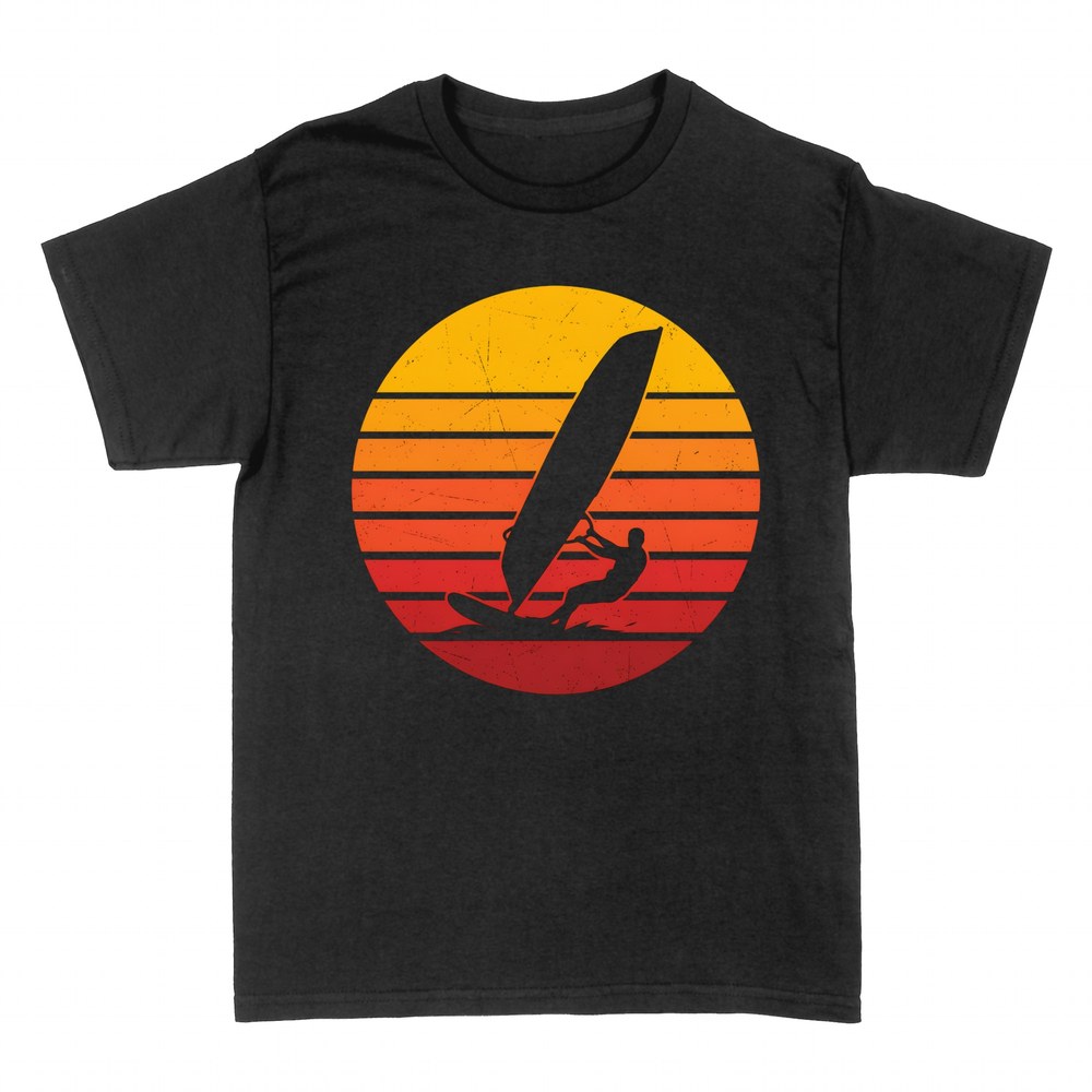Camisetas: Windsurf silueta atardecer retro