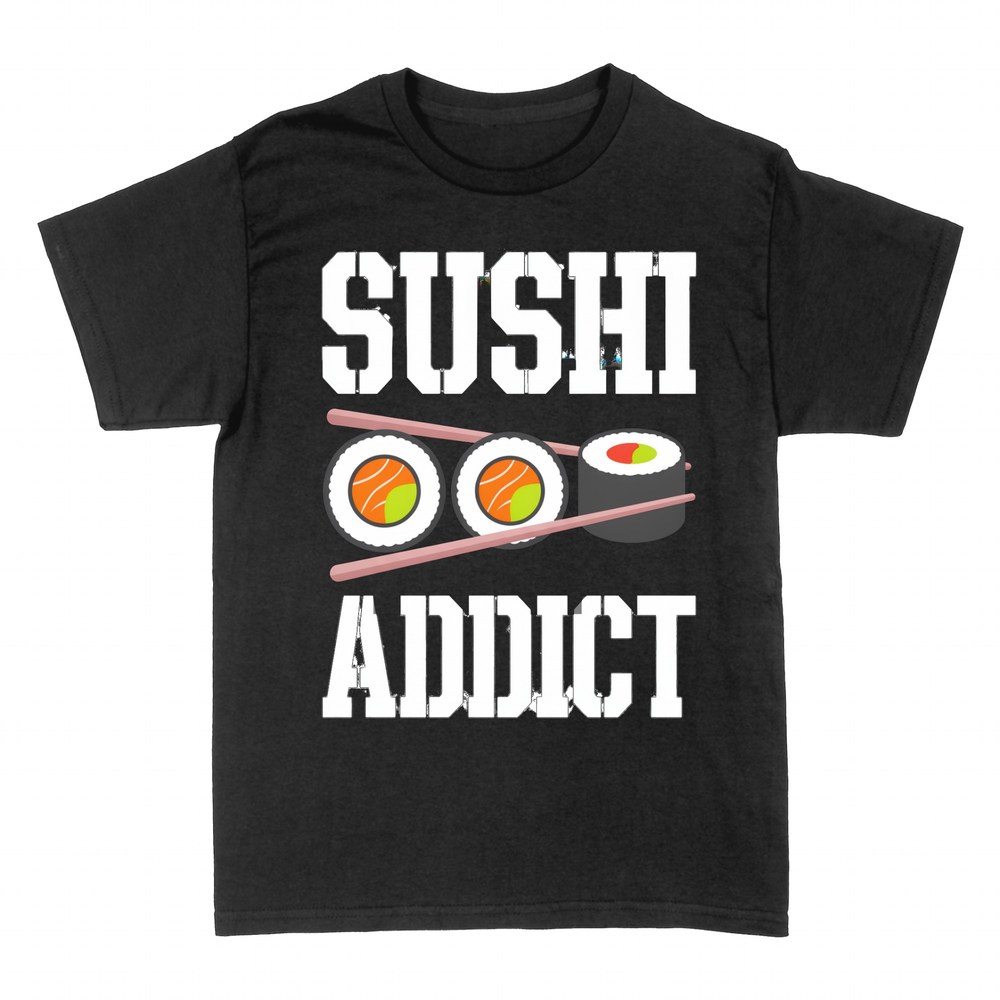 Camisetas: Adicto al sushi con makis y palillos