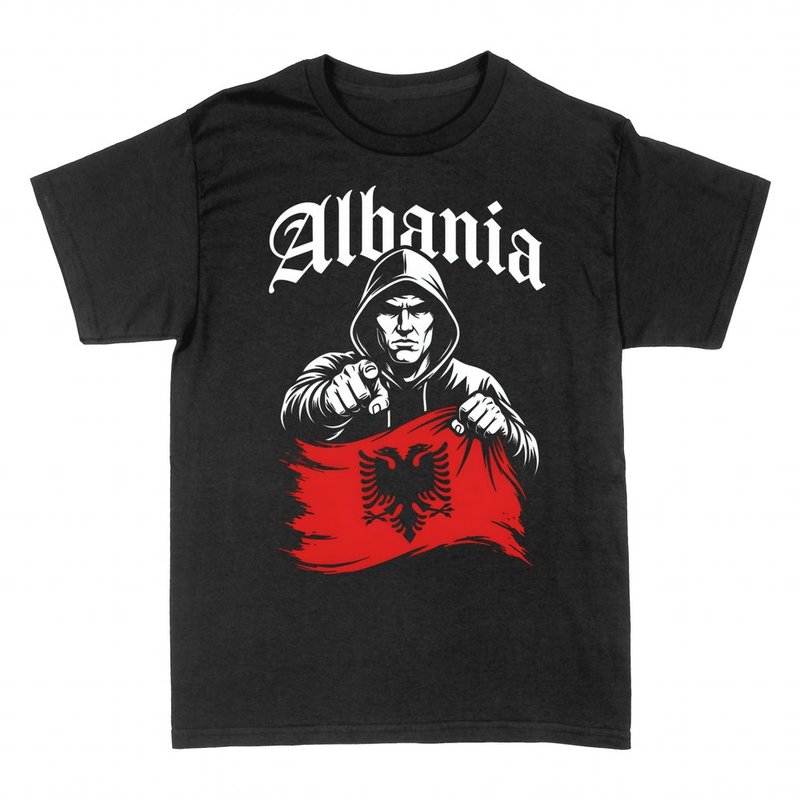 Camisetas: Albania &aacute;guila bic&eacute;fala con encapuchado