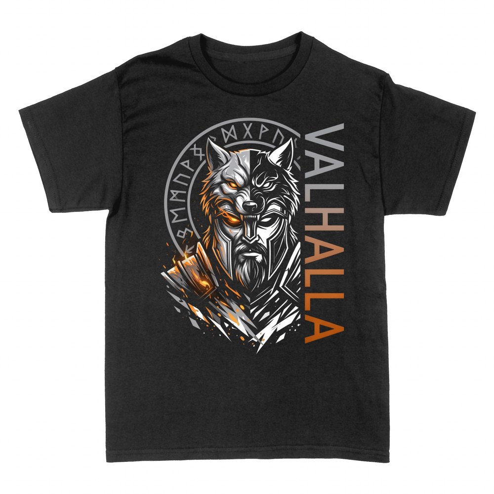 Camisetas: Guerrero lobo vikingo Valhalla