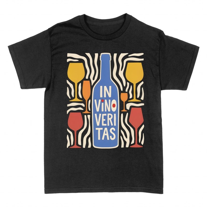 Camisetas: In vino veritas con botella y copas