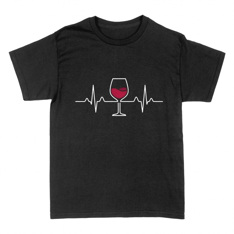 Camisetas: Copa de vino en latido de coraz&oacute;n