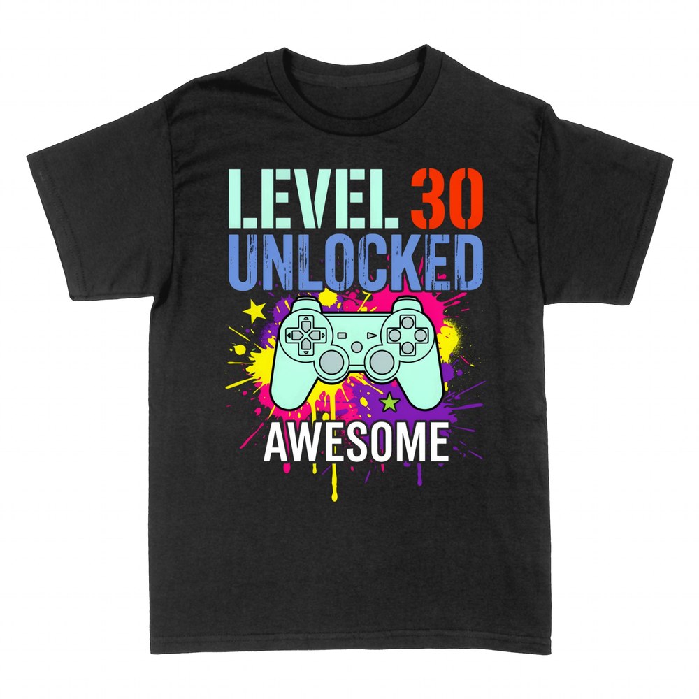 Camisetas: Level 30 Unlocked con mando gamer