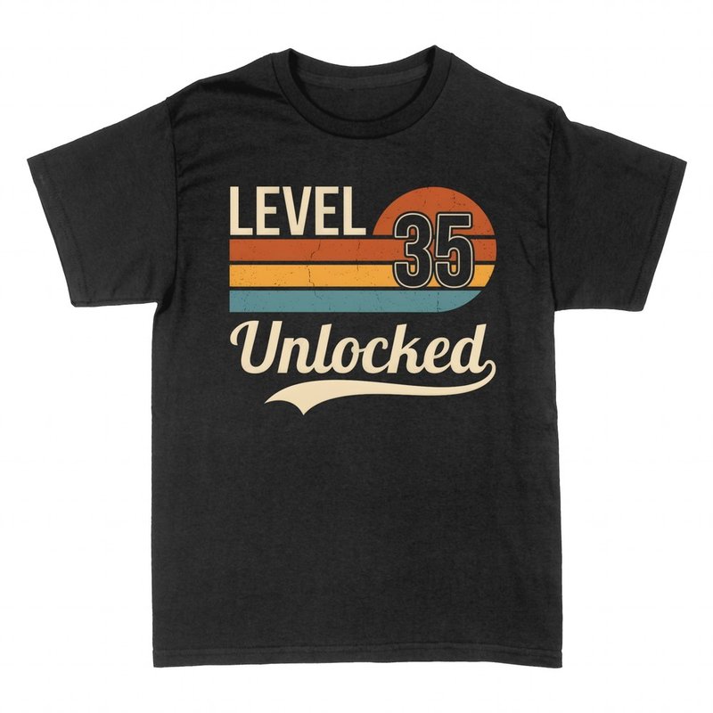 Camisetas: Level 35 Unlocked gamer retro