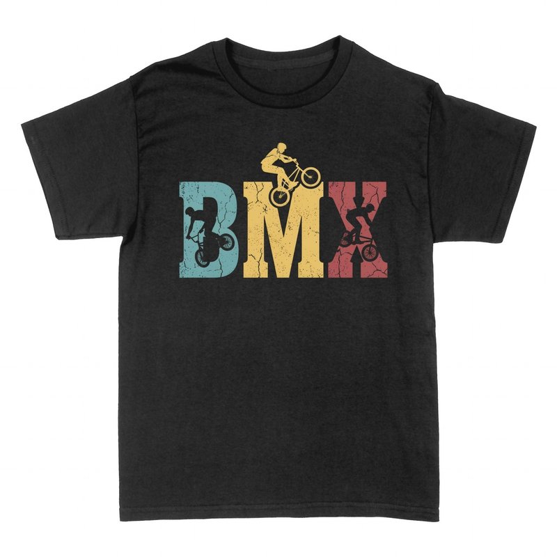 Camisetas: BMX Letras Vintage con Siluetas de Riders