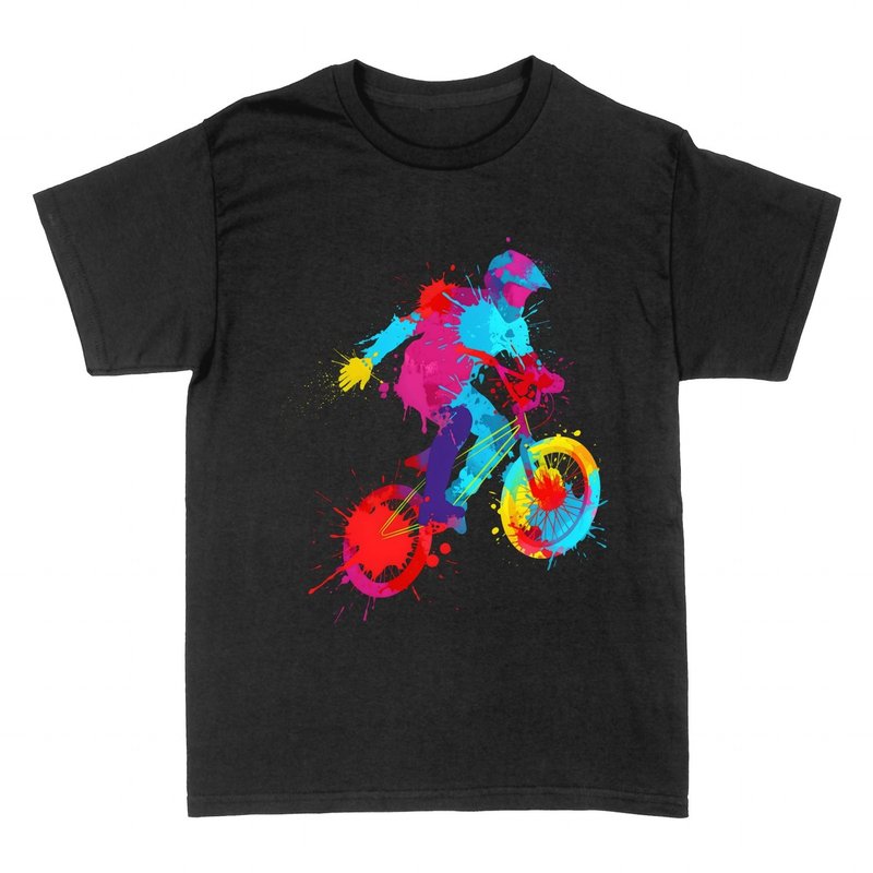 Camisetas: Ciclista acrob&aacute;tico splash colores