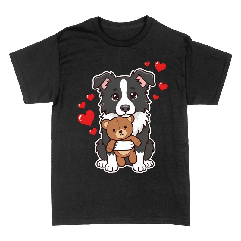 Camisetas: Border Collie con osito y corazones