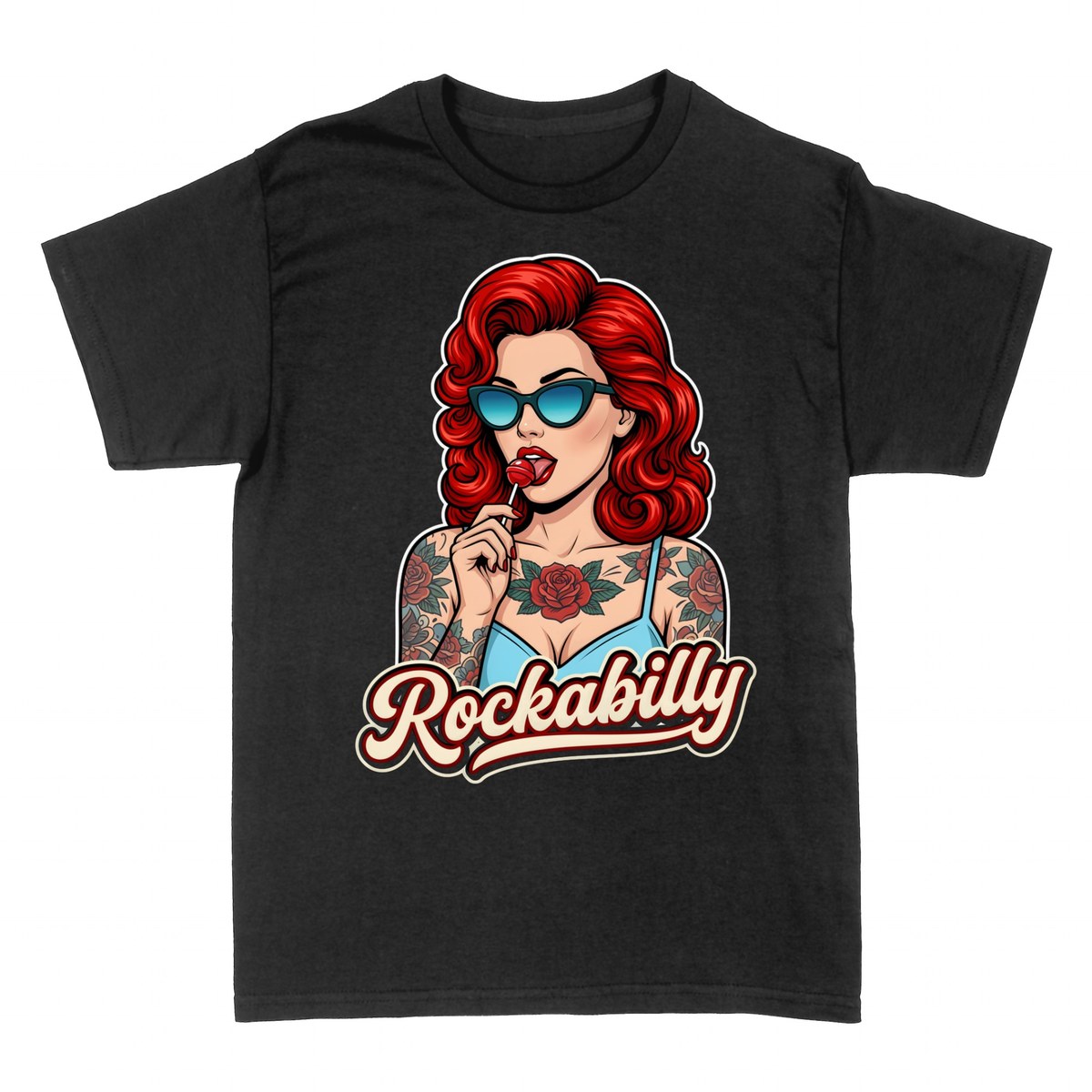 Camisetas: Pin-up Rockabilly Pelo Rojo