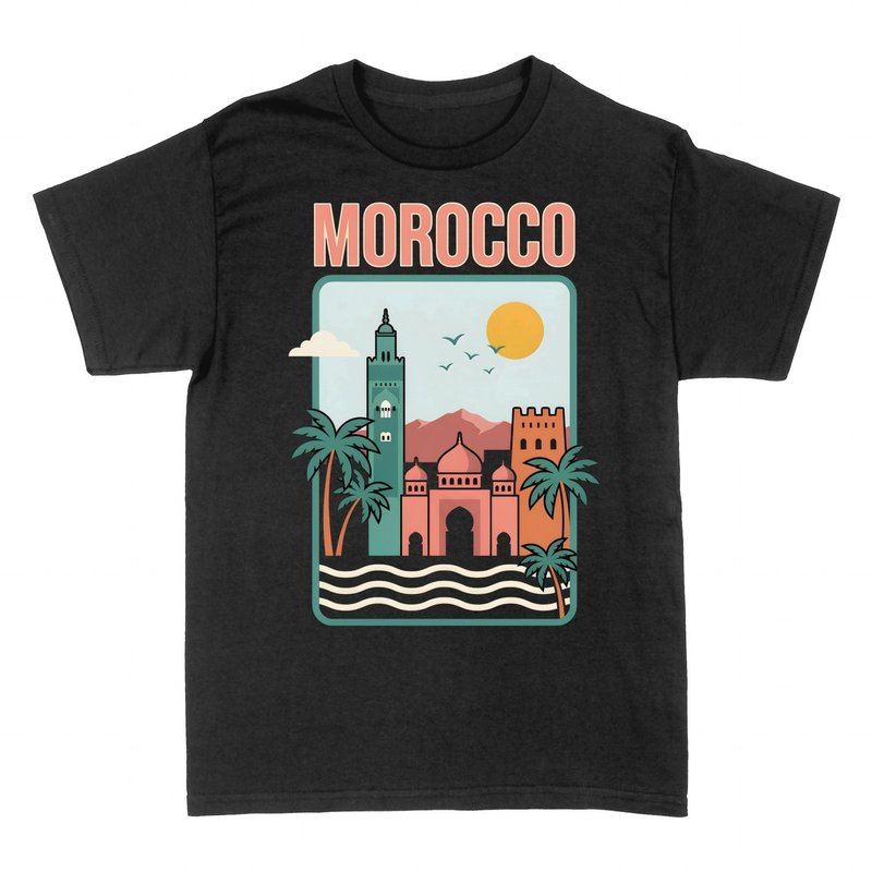 Camisetas: Marruecos P&oacute;ster Retro de Viaje