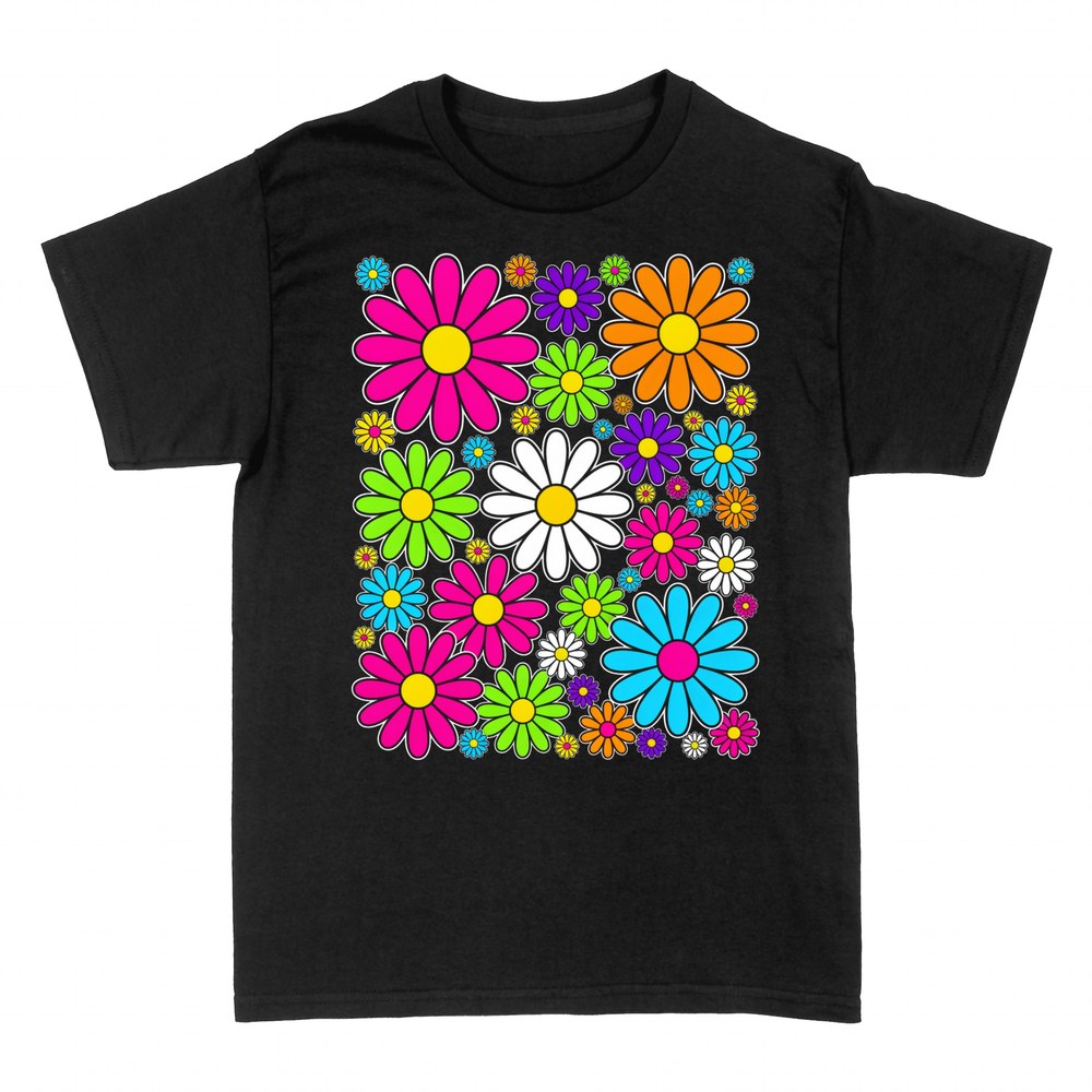 Jardinería Camiseta Margaritas de colores estilo retro