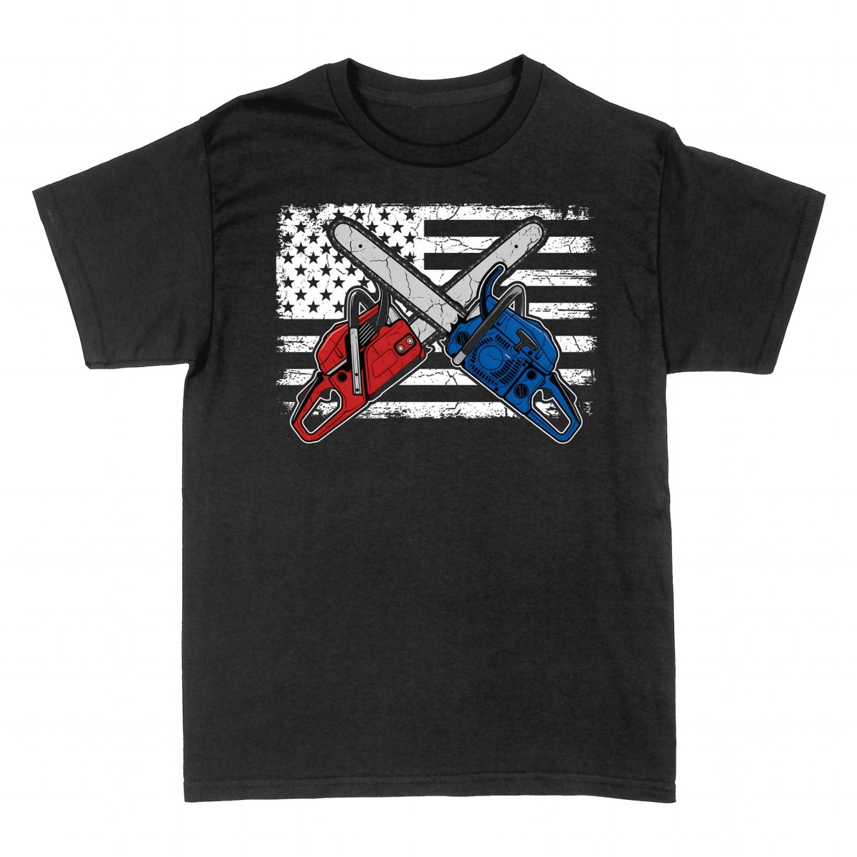 Camisetas: Motosierras Cruzadas Bandera Americana