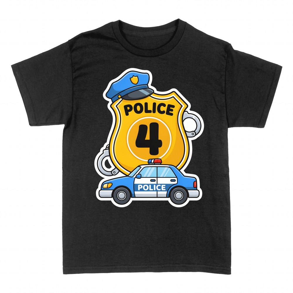 Camisetas: Placa de Polic&iacute;a N&uacute;mero 4