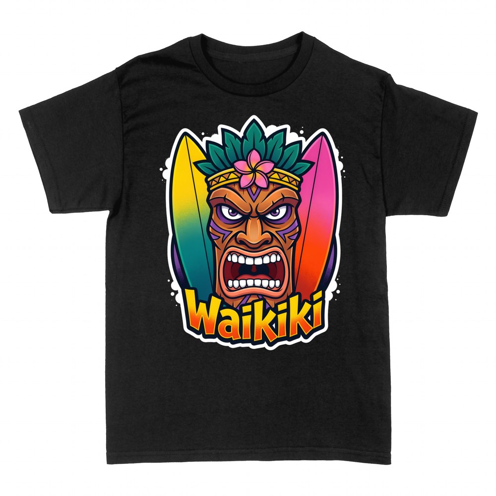 Camisetas: Tiki Waikiki Surf Tablas Arco&iacute;ris