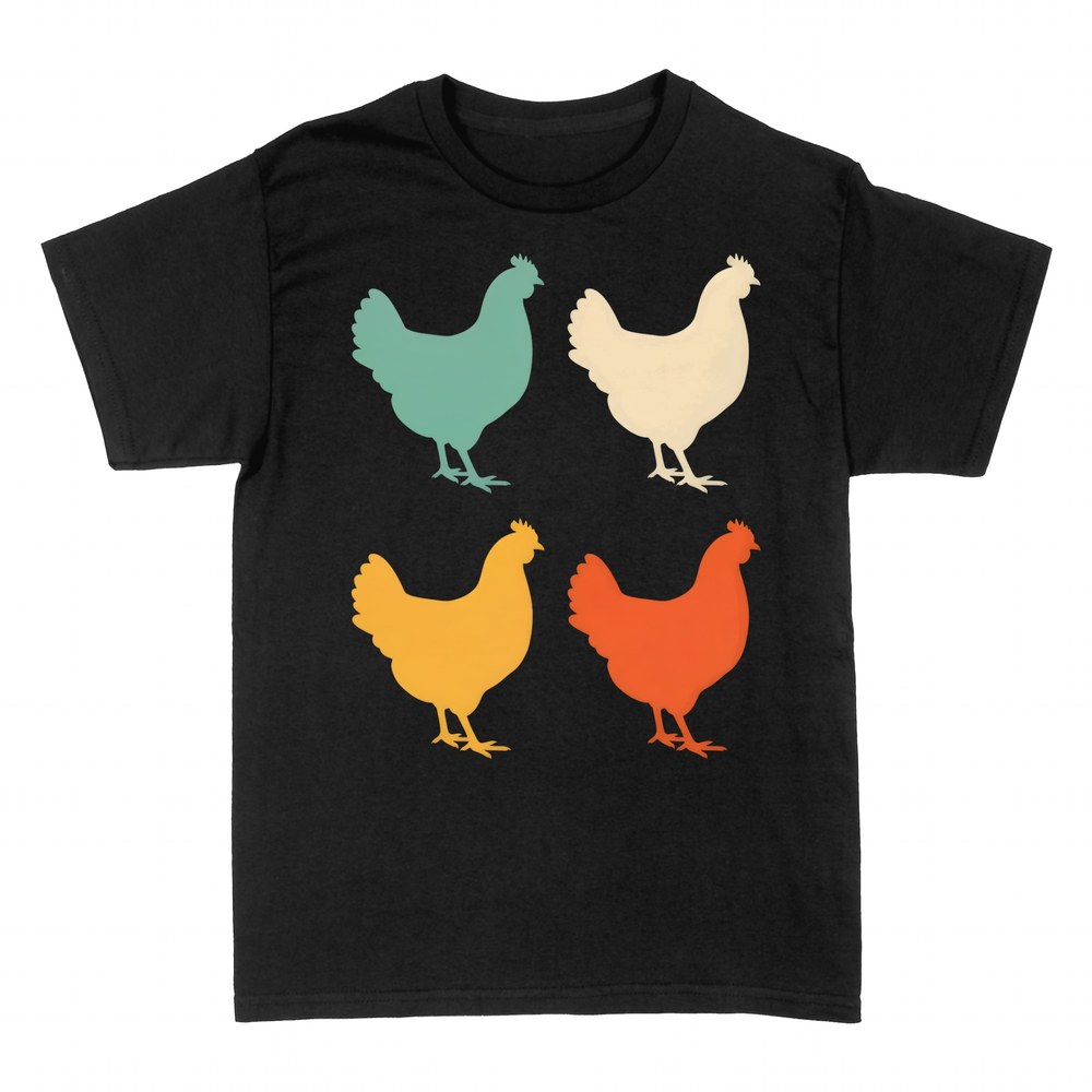 Camisetas: Gallinas de colores cuatro siluetas