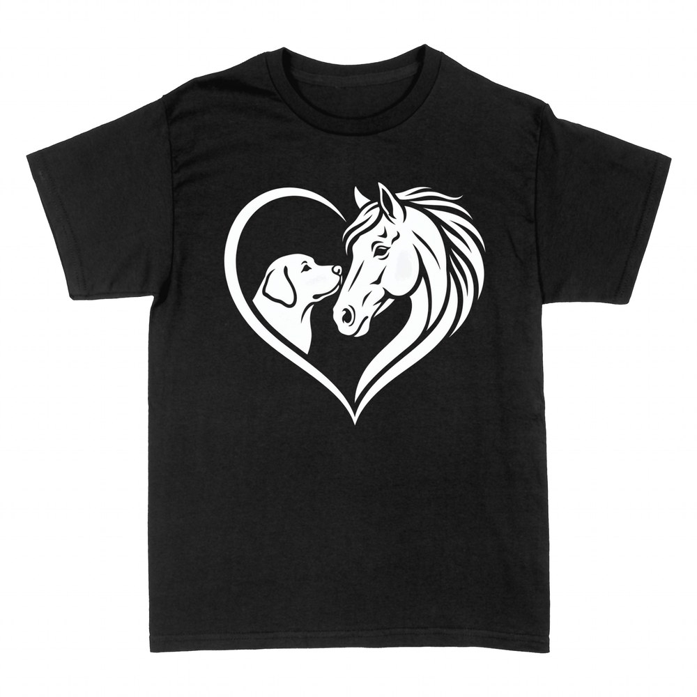 Camisetas: Amor entre Caballo y Perro Coraz&oacute;n