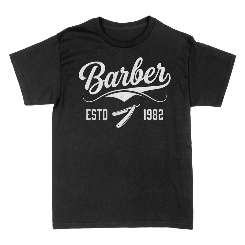 Camisetas: Barber Estd 1982 - Navaja y Oficio