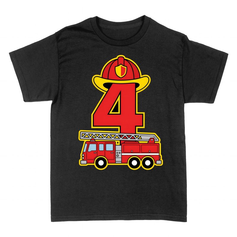 Camisetas: Bombero N&uacute;mero 4 Cumplea&ntilde;os