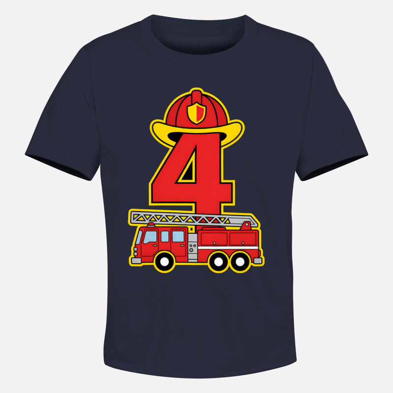 Camisetas: Bombero N&uacute;mero 4 Cumplea&ntilde;os