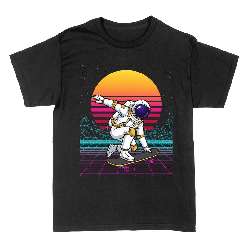 Camisetas: Astronauta Skater Synthwave Retro