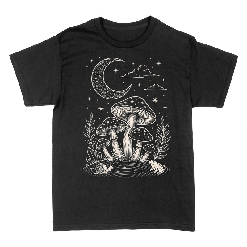Camisetas: Hongos M&aacute;gicos y Luna Creciente