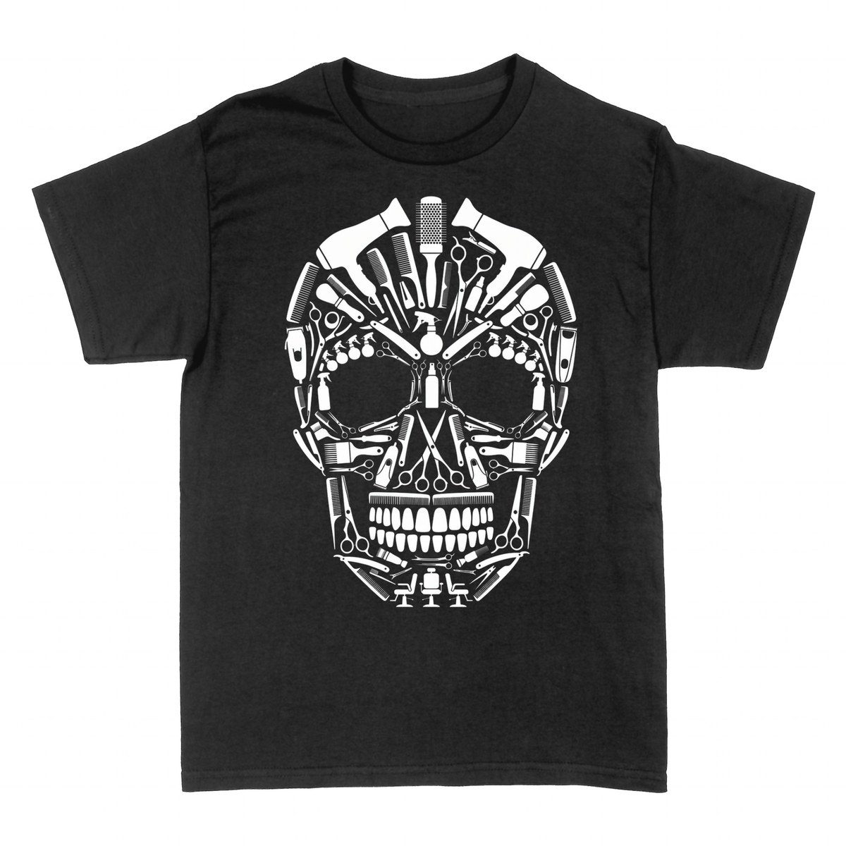 Camisetas: Calavera de herramientas de peluquer&iacute;a