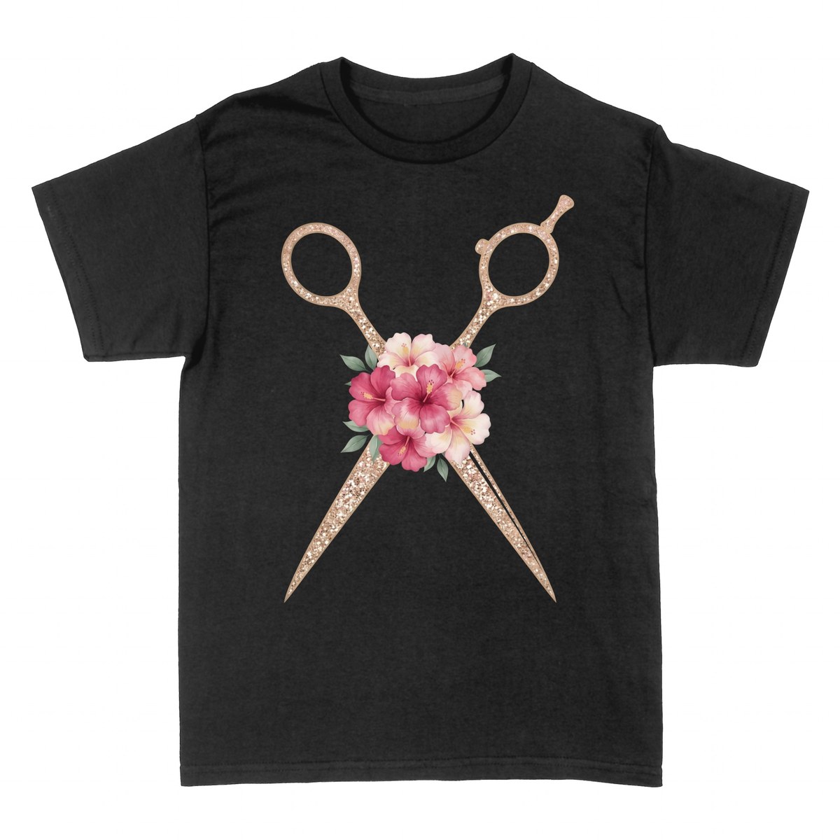 Camisetas: Tijeras Doradas con Flores