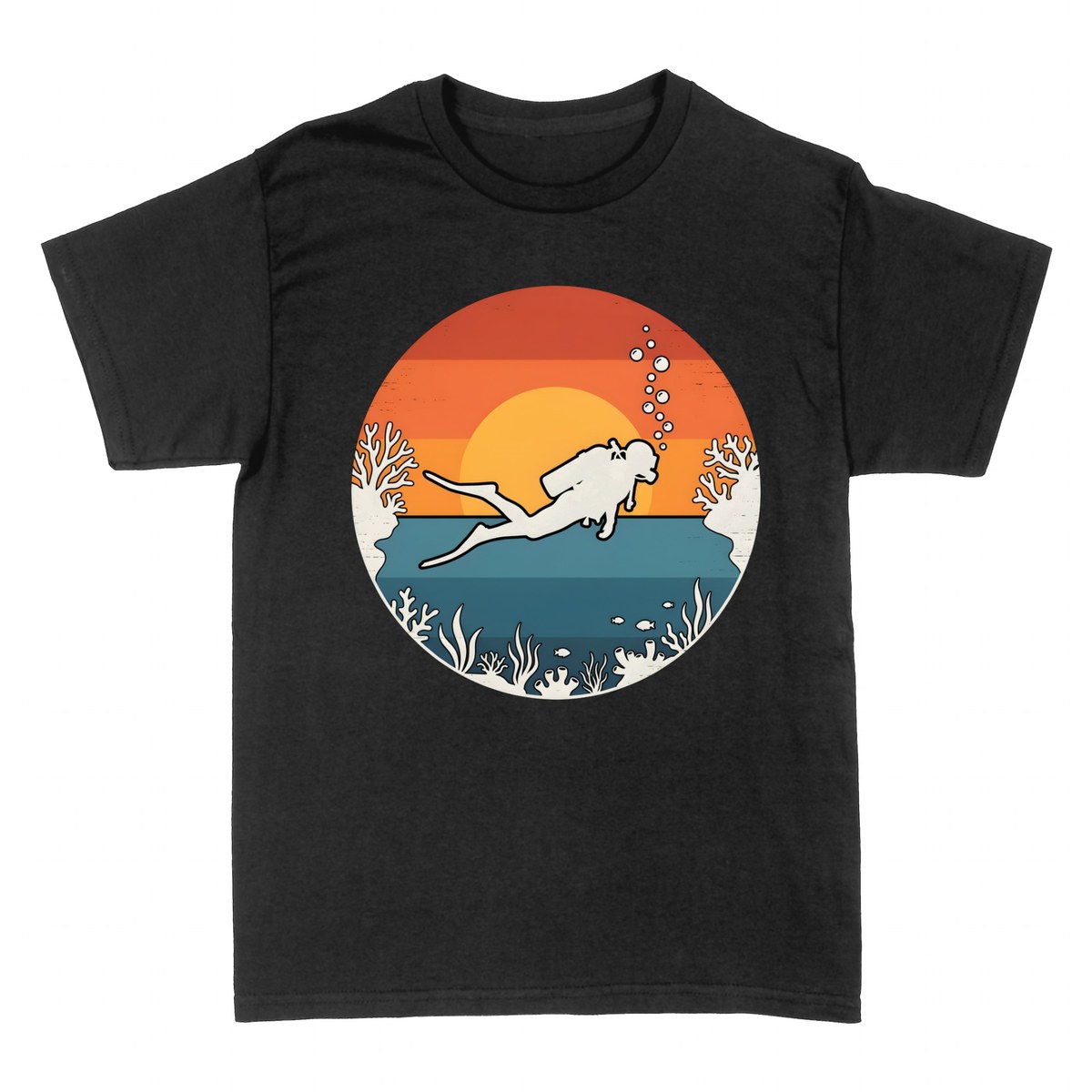 Camisetas: Buceo Retro Puesta de Sol
