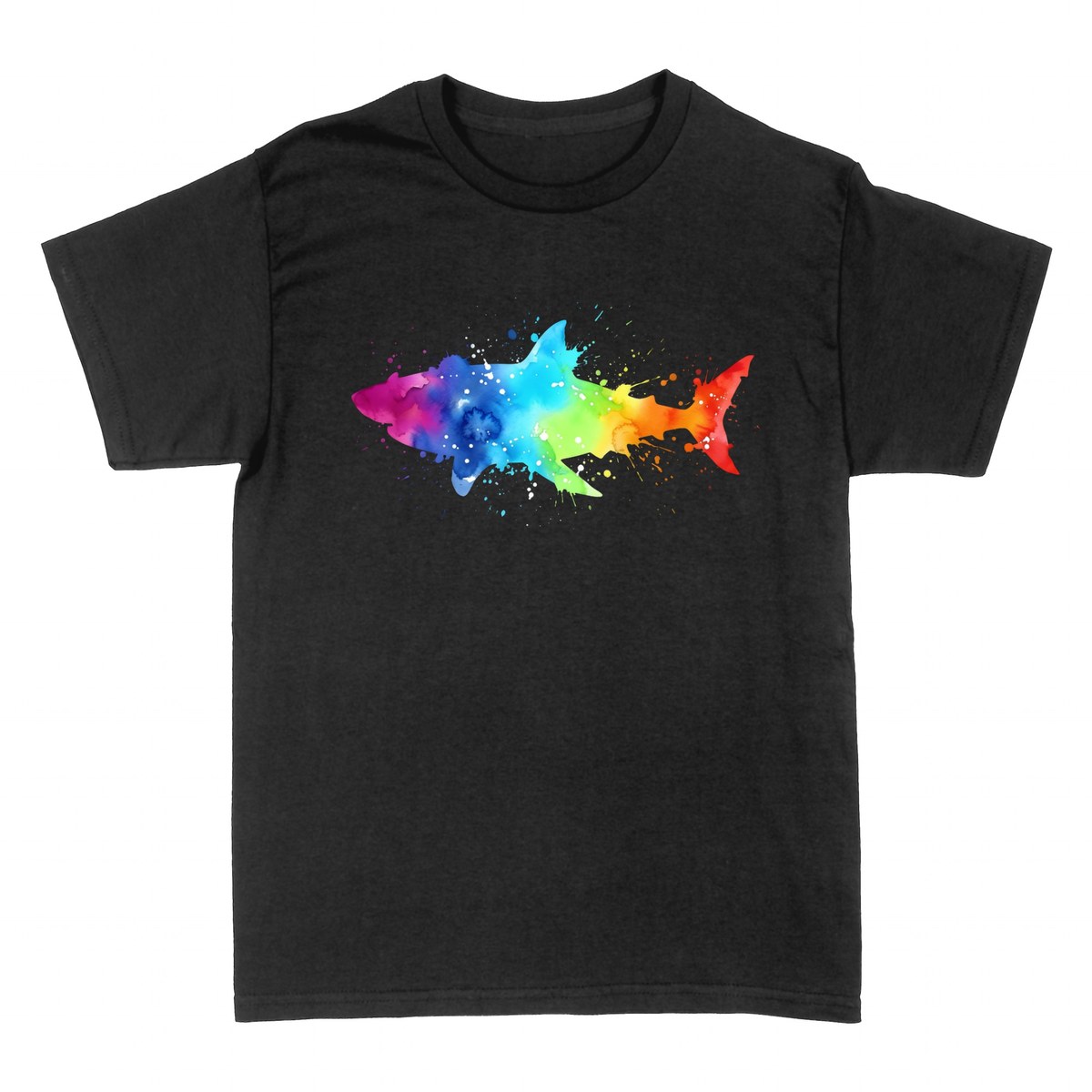 Camisetas: Tibur&oacute;n Acuarela Arco&iacute;ris