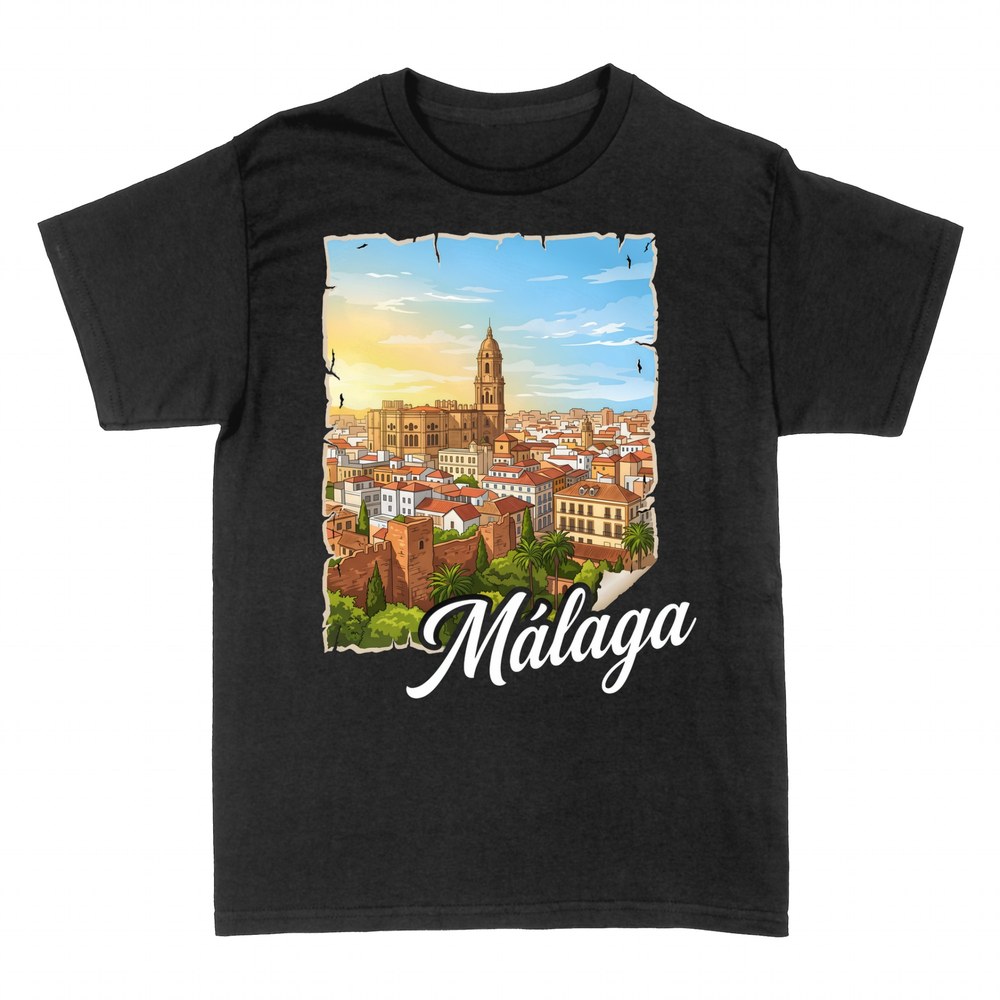 Camisetas: M&aacute;laga Vista Panor&aacute;mica Vintage