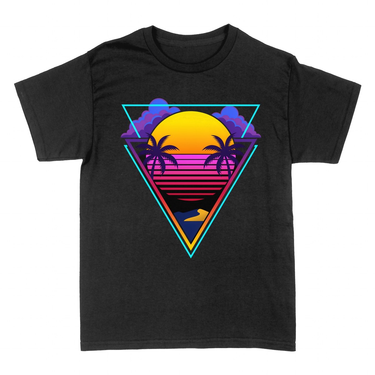 Camisetas: Atardecer Synthwave Retro 80s
