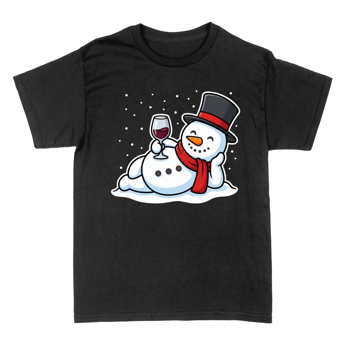 Camisetas: Mu&ntilde;eco de Nieve con Copa de Vino